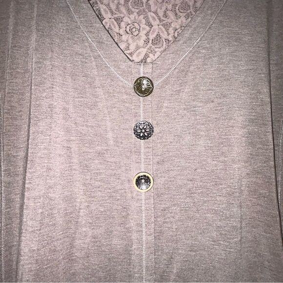 Soft Surroundings Three Faux Button Front Long Sleeve Tunic Shirt Top - Picture 5 of 10